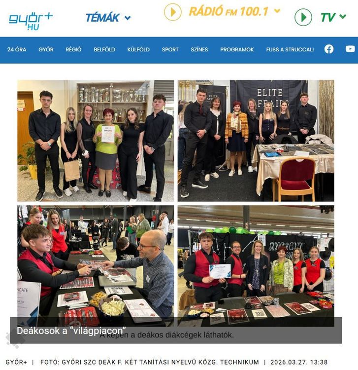 Megjelent a hír a Kisalföld és a Győr Plusz oldalán: Deákosok a "világpiacon"